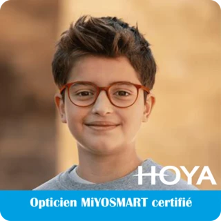 Badge officiel Hoya — Opticien MiYOSMART certifié
